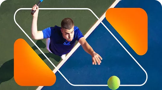Un giocatore di tennis celebra il punto vincente con Betsson Casino